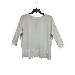 Spanx Perfect Length Dolman 3/4 slv Oversized Off-White Top Sweatshirt Sz Small